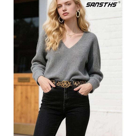 Women\'s Leather Belt Jeans Pants Fashion Waist Belt Ring Buckle Leopard Belt main image 2